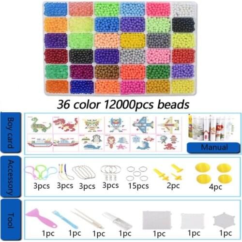 12000pcs DIY Water spray Magic beads Animal Molds Hand Making 3D Puzzle Kids Educational beads Toys for Children Spell Replenish