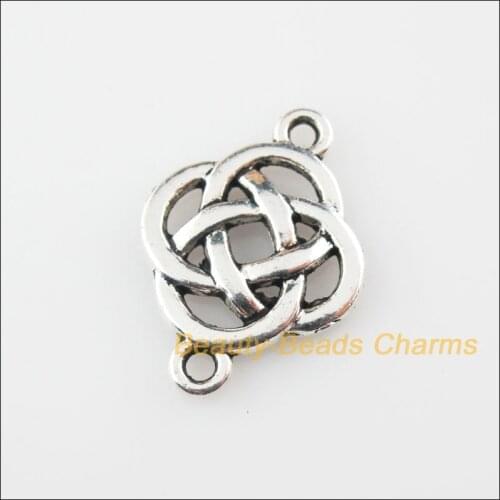 15 New Charms Chinese Knot Tibetan Silver Tone Pendants Connectors 18x25mm