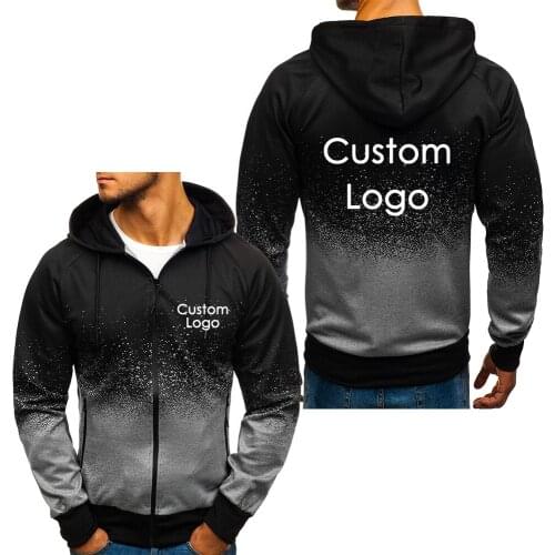 2020 New Spring Autumn Fashion Hoodie Customize Logo Picture Printed Men Hoodies Gradient Colour Men Hooded Zipper Coat Jacket
