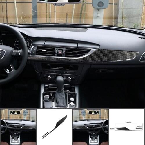 Carbon Fiber Car Accessories Interior Dashboard Panel Protective Modification Cover Trim Stickers For Audi A6 A7 2012-2018