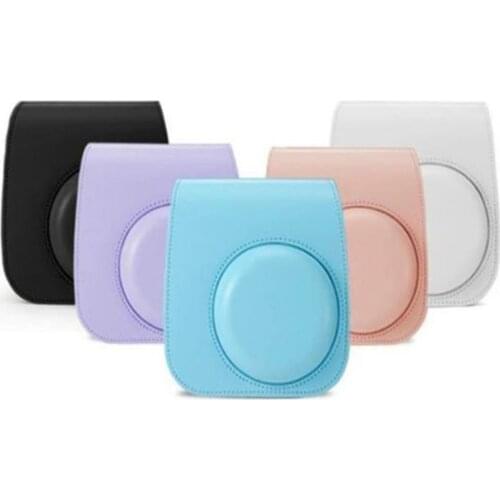 For Fujifilm Instax Mini 9 Camera Case Shoulder Bag Colorful PU Leather Cover Protective Pouch with Shoulder Strap