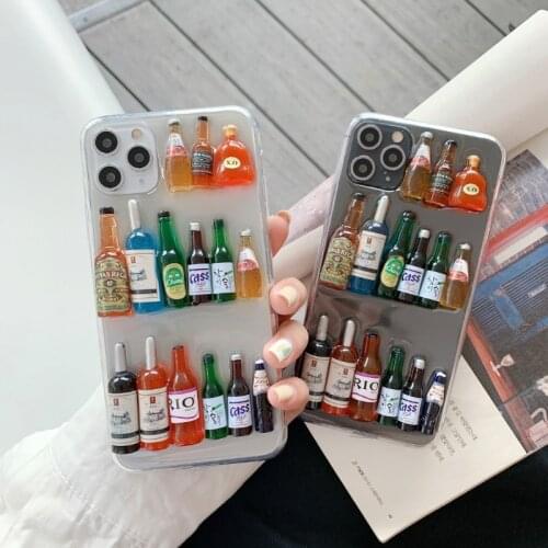 Cute 3D Wine Bottles Design Phone Case For iPhone 12mini 11pro Max X Xr Xs Max 7 8 Plus Soft TPU Transparent Protective Cover