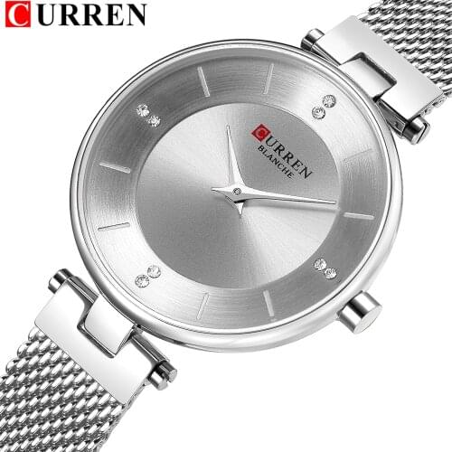 CURREN Womens Watches Slim Fashion Quartz Diamond Watch With Stainless Steel Mesh Strap 9031 Female Clock Relogio Feminino