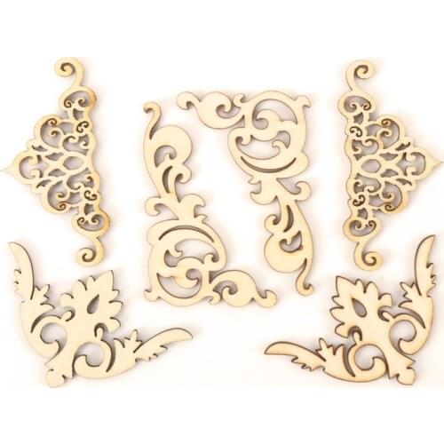 Natural wood flower stripes frame from Craft Scrapbooking art collection for handmade Home Sewing accessories DIY 54mm 4pcs