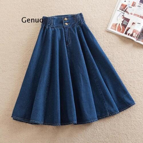 Denim Skirt Midi High Waist Women Office Bodycon Jean Skirt with Buttons In Front Women Office Skirts Womens