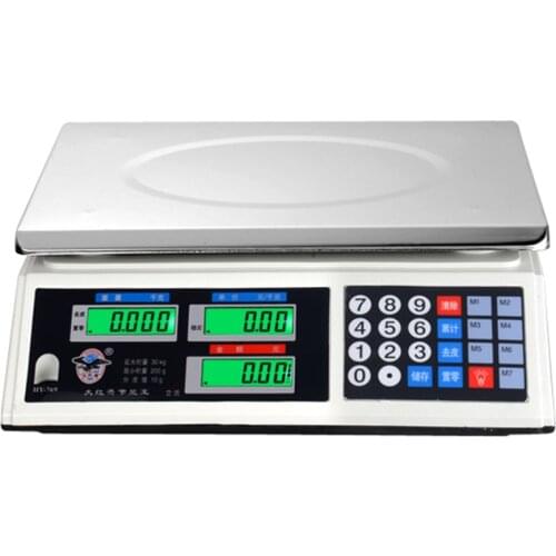 30kg Stainless Steel Electronic Kitchen Scales Digital Commercial Shop Scales Weigh Food Ingredients and Liquid (EU Plug)