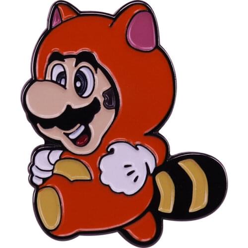 Game Super Mario Raccoon Lapel Pin and Brooch Video Game Fans Collection Enamel Pin Gifts