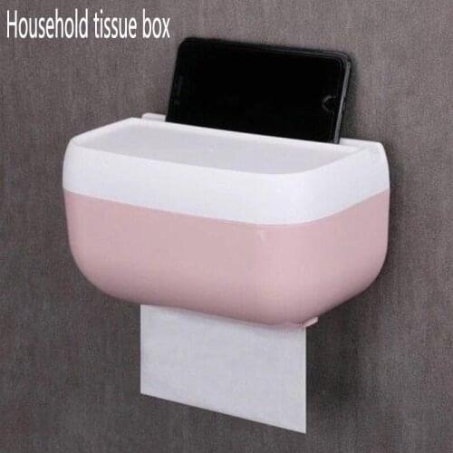 Creative waterproof wall-mounted free punching paste toilet rack toilet paper storage bathroom tissue box