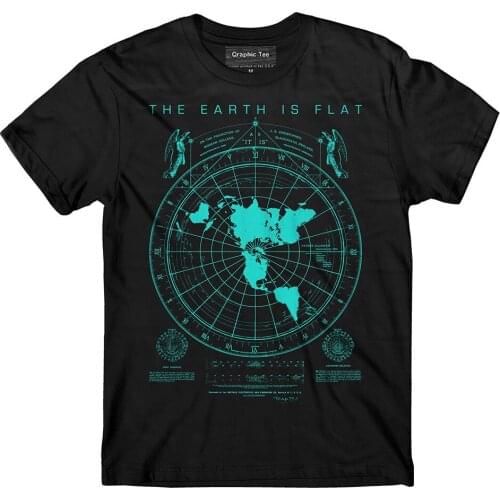 Hot Sale Fashion Flat Earth Map T-shirt, Earth Is Flat, Firmament Lies, New World Order Print Casual T-Shirt Men Brand