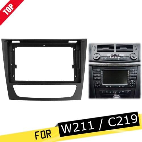LONGSHI 9-inch 2Din Car Dashboard Frame for Mercedes Benz E/CLS Class 2002-2010 CD GPS Car Radio Stereo Trim Kit Audio Panel