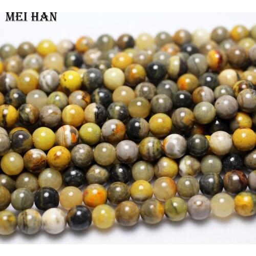 Meihan (1strand/set) Natural Melittite Wasp jasperr stone 6mm 8mm stone beads smooth round beads for jewelry making design gift