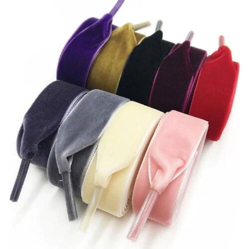 Hot ! 120 cm Length 1.6 cm Width Velvet Surface Shoelaces Women Men Black White Blue Colorful Leather Sports Casual Shoes Laces