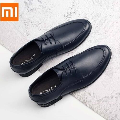 Xiaomi qimian Mens casual leather shoes Soft Nappa cowhide Soft elastic comfortable sole Flat Classic Men Dress Shoes