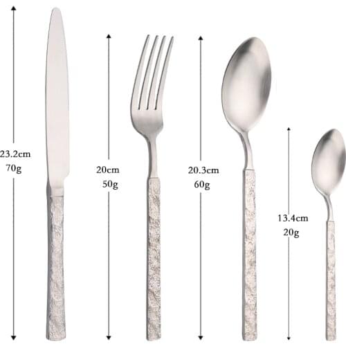 Unique Design Matte Silver Flatware Cutlery Set 304 Stainless Steel Dinnerwar Kitchen Fork Spoo Knife Tableware Silverware Set