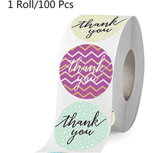 100pcs/roll 8 Styles Thank You Stickers Seal for Small Shop Wedding Stationery Label