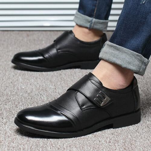 New Vogue mens slip on Leather shoes loafers flat mens pointed toe business shoes Wedding casual dress shoes Pop