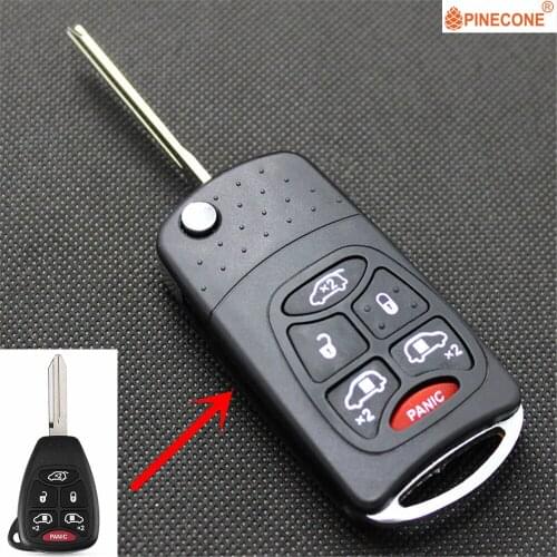 AURONOVA Upgrade Folding Key Shell for Chrysler 200 Sebring 5+1 Button Remote Car Key Case