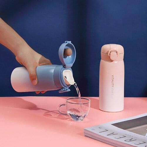 Portable Gradient Thermos Cup Insulated Water Cup 304 Stainless Steel Bounce Cover Car Water Cup Business Gift Cup