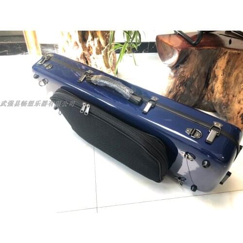 Blue/Black/White fiberglass adjustable 15-17''viola case,With two bows holder