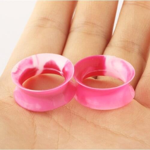 TIANCIFBYJS Silicone Flexible Thin Ear Plugs Tunnels Double Flared Expander Earring Gauges Set Piercing Body Jewelry 100/200pcs