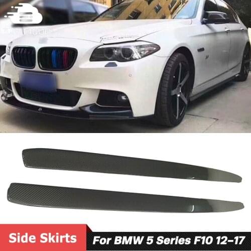 2 PCS MP Style Carbon Fiber Car Body Aprons Side Skirts Lip Extensions For BMW 5 Series F10 M5 Sedan Car 2012-2017