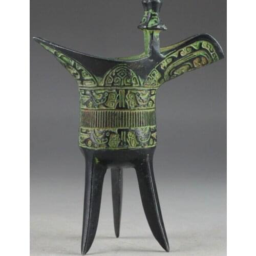 Oriental Bronze Chinese Old Exorcism Handwork Embossment Wine Cup
