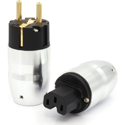 High quality pair Gold Plated EU Power Plug, Connector EU Mains Power Cord Plug+IEC Female Connector