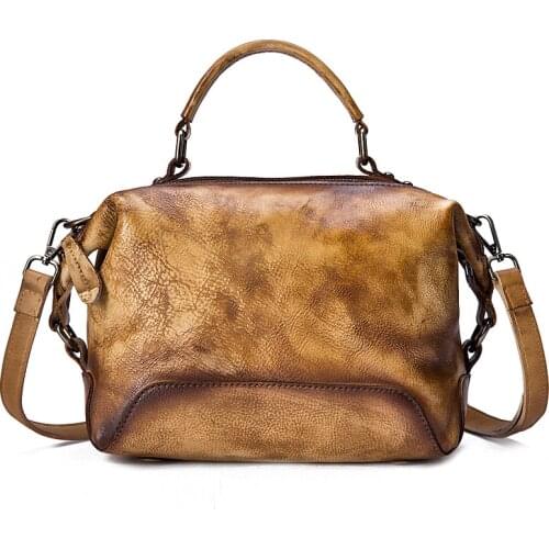 Ladies Big Bag Retro Personality Handbag Genuine Leather Women Luxury Shoulder Bag Simple Tote Solid Color Bolsa Feminina