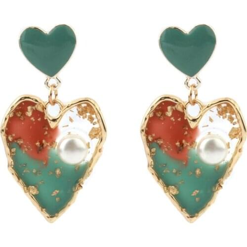 Zouchunfu Romantic Love Earrings For Women Gold Heart Earrings Pearl Drop Earrings Elegant Statement Jewelry Gifts For Lovers