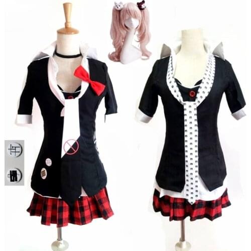 Danganronpa Cosplay Anime Dangan Ronpa Junko Enoshima Cosplay Costume School Uniforms Game Outfits Suits Prop Monokuma Hairpins