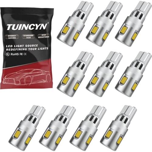 10pcs T10 White Car Auto LED T10 Canbus 194 168 W5W 5SMD 2835 LED Light Bulb No Error LED Light Parking LED Car Side Light
