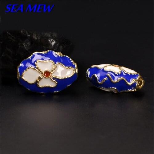 17.5*12mm Vintage Alloy Enamel Drops Of Glaze Oval Nepal Handmade Flowers Spacer Beads Hole Bead For Jewelry Making 325bz