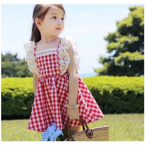 2020 summer girl dresses baby clothes lattice elasticity lace princess children dress