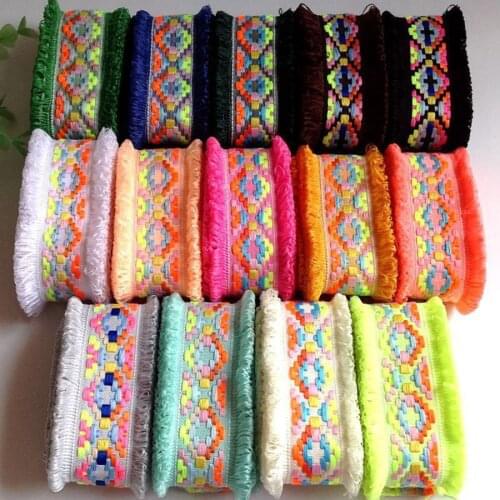 3meters/lot Braid Tassel Trim Ethnic Decorative Ribbons for Sewing Garment Bag Hat Webbing Fringe Width 4.5cm