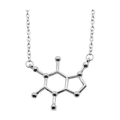 30 hollow geometric Caffeine Molecule Necklace polygon Chemical Molecules Necklace Science Structure Chemistry Necklaces Jewelry