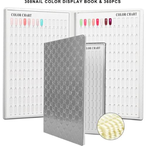 308 Colors Nail Tips Display Book DIY Nail Art Showing Shelf Gel Nail Polish Color Card Chart Painting Dedicated Display Board