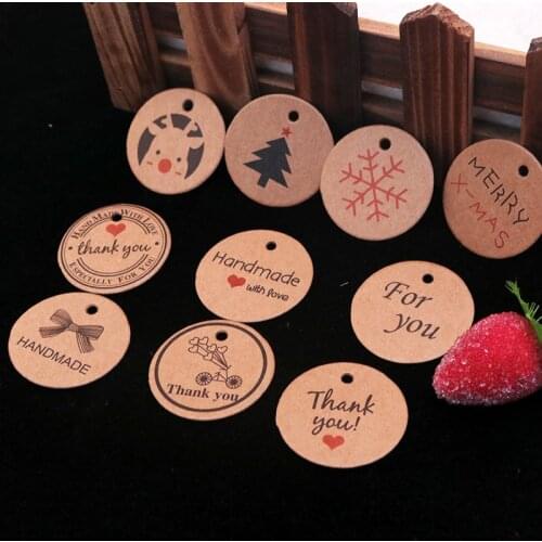 50pcs Kraft Paper Gift Tags Handmade Price Tags Bags Baking Packing Labels for Flower Cosmetics Jewelry Bottle Xmas Decorations