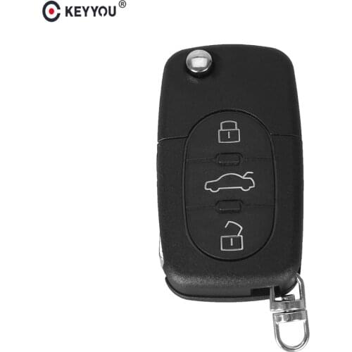 KEYYOU 3 Button Remote Key Fob Case Shell & Blade for Audi A2 A3 A4 A6 A8 TT CR2032 Fob Blank Case Free Shipping