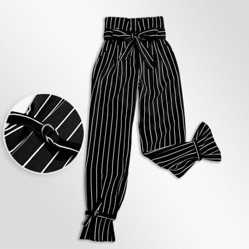 WomenS National Standard Dance Trousers New Style Striped High-Waist Pants Ballroom Latin Dance Pants Practice Clothes DN7034