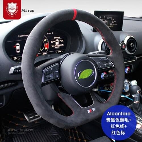 Steering wheel cover For Audi S3 S4 S5 S7 A5 A7 S6 A6 Avant Allroad SQ8 SQ2 RS5 RS7 Q5 Q6 Real Alcantara Car parts accessories