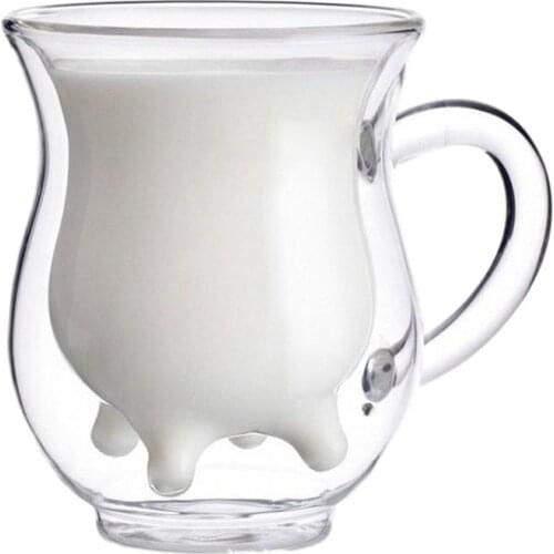 Home Office Coffee Cup Insulation Transparent with Handle Drink Cup Creative Double-layer Heat-resistant Glass Milk Cup