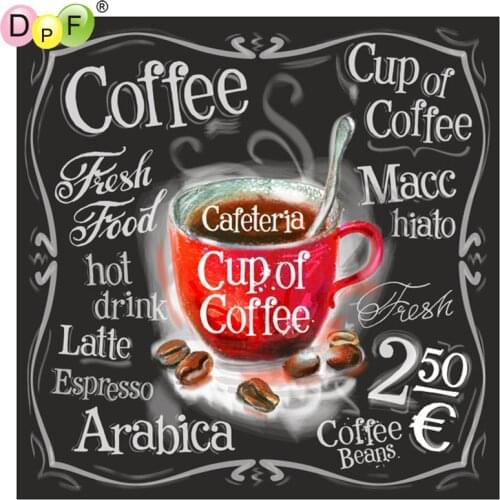 DPF DIY coffee 5D square diamond embroidery needlework diamond painting cross stitch home decor wall painting diamond mosaic kit