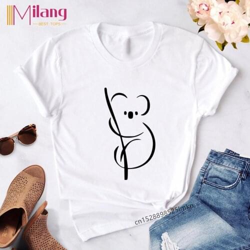 2020 animal Ropa mujer koala Aesthetic T Shirt Printed Summer Women Gothic Tshirt Harajuku Clothes kawaii Female Short Sleeves