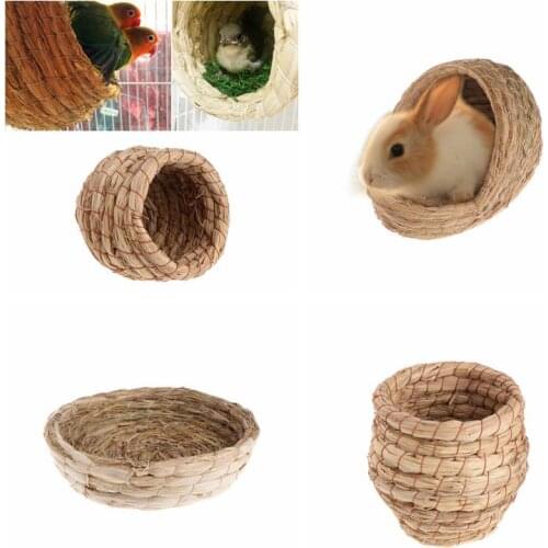 Pet Nest Pigeon Bird Nest Woven Natural Straw Rabbit Guinea Pigs Flat Warm House Small House Handmade Cage Pet supplies