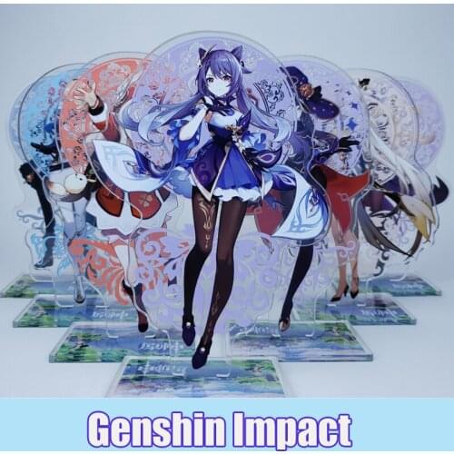 Game Genshin Impact Lumine Venti Zhongli Xiao Albedo Diluc Stand Figure Cosplay Acrylic Model Plate Desk Display Decor Toy Gifts