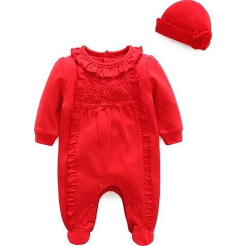 Orangemom baby girl rompers , 1st birthday baby girl clothes jumpsuit + cap princess newborn photography props vestidos