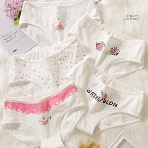 3 Pcs Panties For Girls Cute Funny Fruit Watermelon Underpants Womens Underwear Cotton Plus Size Low Waist Sexy Lingerie Briefs