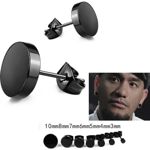 Korean Fashion 3mm-10mm Barbell Titanium Steel Earrings Men Punk Anti allergy Piercing Ear Stud Earrings Male Fashion Jewelry