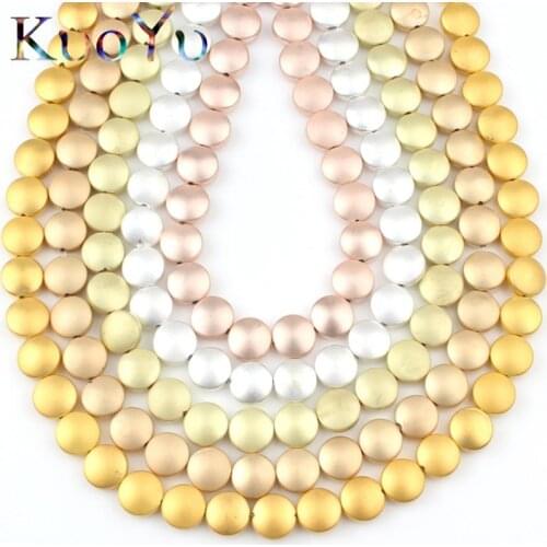4x8mm Natural Matte Gold Slivery Plated Hematite Beads Round Loose Stone Beads For Jewelry Making Diy Fashion Bracelet 15"Strand