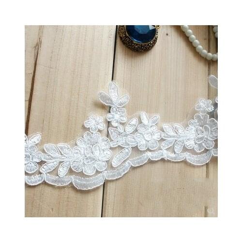 8CM Highend White Car bone Embroidery Lace DIY Handmade Wedding Dress Dance Skirt Lace Accessories 6Yrard/pack